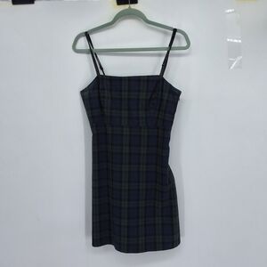 Hollister Medium Black and Green Checkered Mini Dress